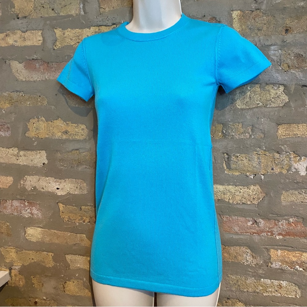 100% CASHMERE TURQUOISE KNIT SWEATER T SHIRT
